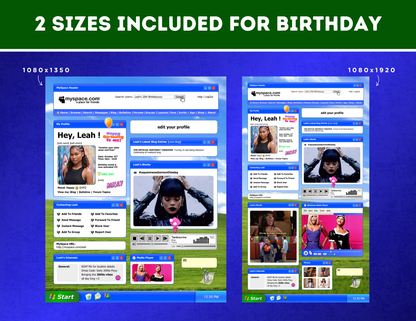 Windows XP Birthday Flyer | Customizable DIY Retro Birthday Flyer | MySpace Inspired