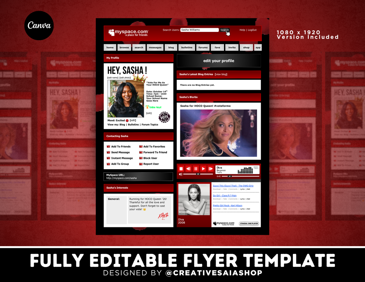 Homecoming Flyer | Customizable DIY HOCO Flyer | MySpace Inspired