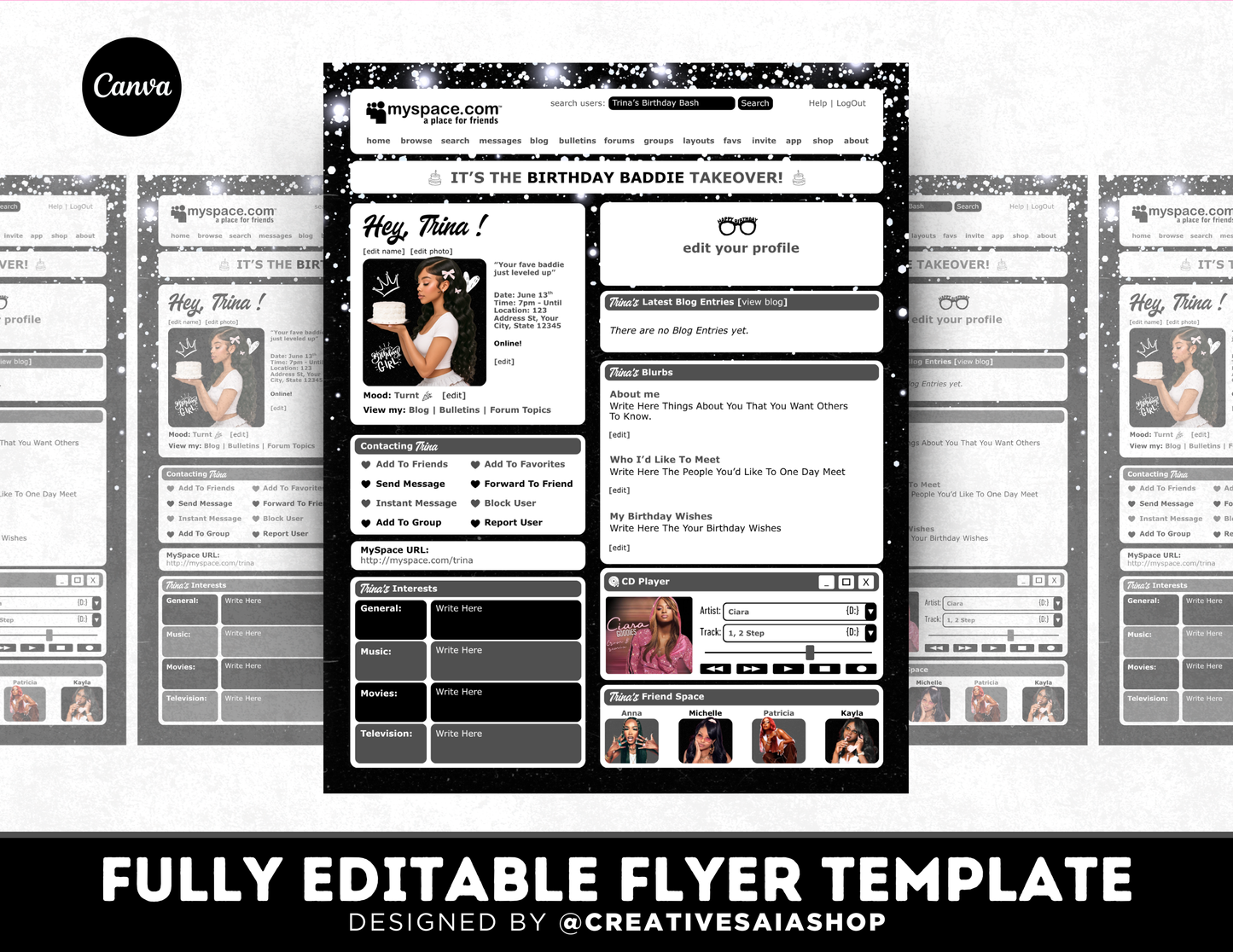 Graduation Flyer | Customizable DIY Invitation Flyer | MySpace Themed Flyer