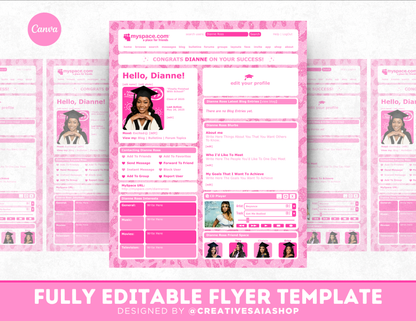 Graduation Flyer | Customizable DIY Invitation Flyer | MySpace Themed Flyer