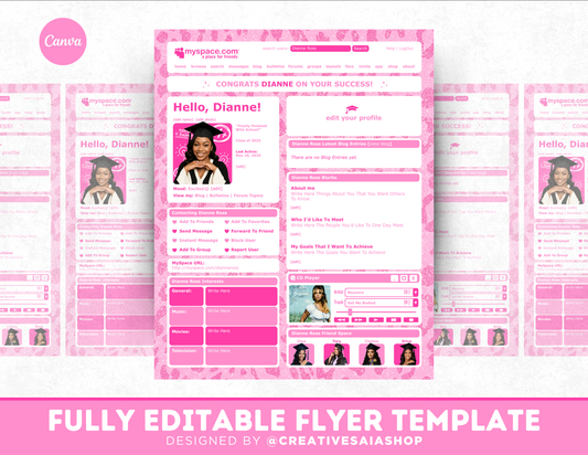 Graduation Flyer | Customizable DIY Invitation Flyer | MySpace Themed Flyer