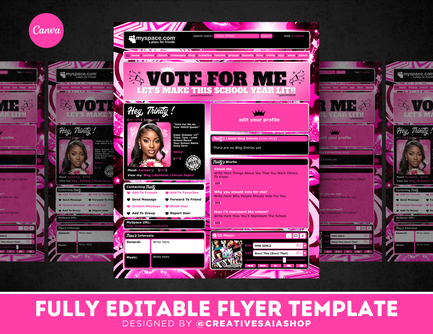 Graduation Flyer | Customizable DIY Invitation Flyer | MySpace Themed Flyer