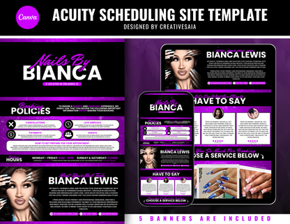 Nail Tech Acuity Scheduling Template | Customizable DIY Acuity Site