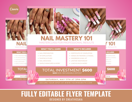 Nail Training Class Flyer | Customizable DIY Nails Masterclass