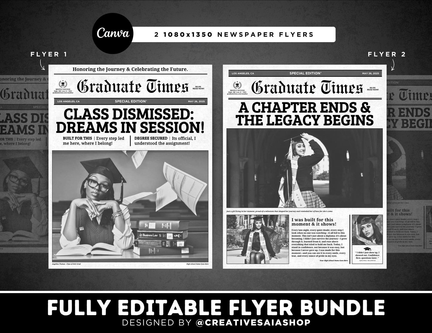 Graduation Bundle | Customizable DIY Invitation Bundle | Graduate Times | Newspapers