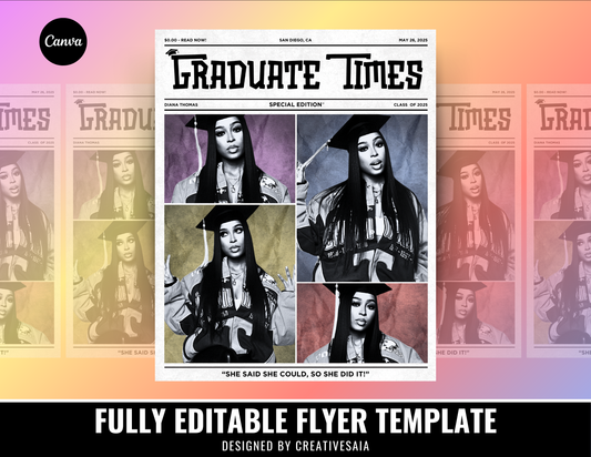 Graduation Flyer | Customizable DIY Invitation Flyer | Graduate Times | Newspaper Flyer