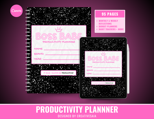 Boss Babe Productivity Planner | 95 Page Planner | Done For You Planner | Productivity Planner