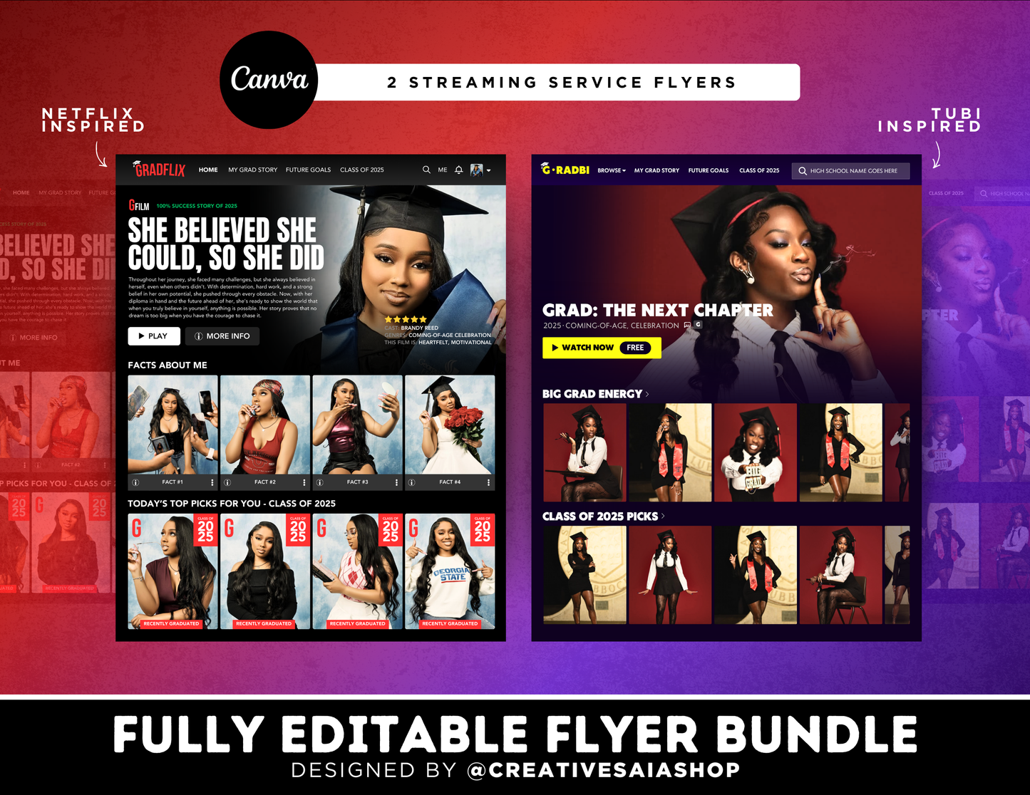 Graduation Bundle | Customizable DIY Invitation Bundle | Streaming Platforms | Netflix & Tubi Inspired