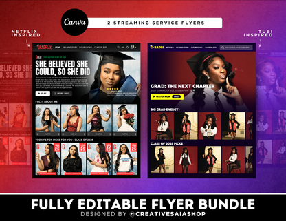Graduation Bundle | Customizable DIY Invitation Bundle | Streaming Platforms | Netflix & Tubi Inspired