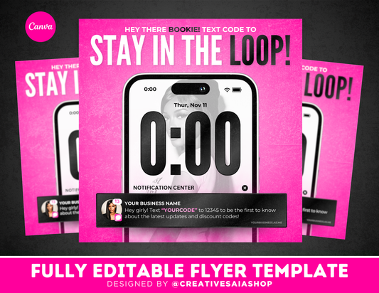 Text Alert Flyer | Customizable DIY Business Flyer | Stay In The Loop | Brand Marketing