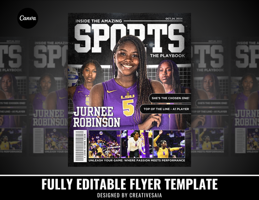 Sports Magazine Flyer | Customizable DIY Magazine Flyer | Volleyball Flyer