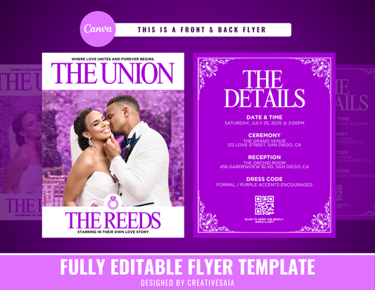 Wedding Invitation Flyer | Customizable DIY Invitation | Wedding Ceremony