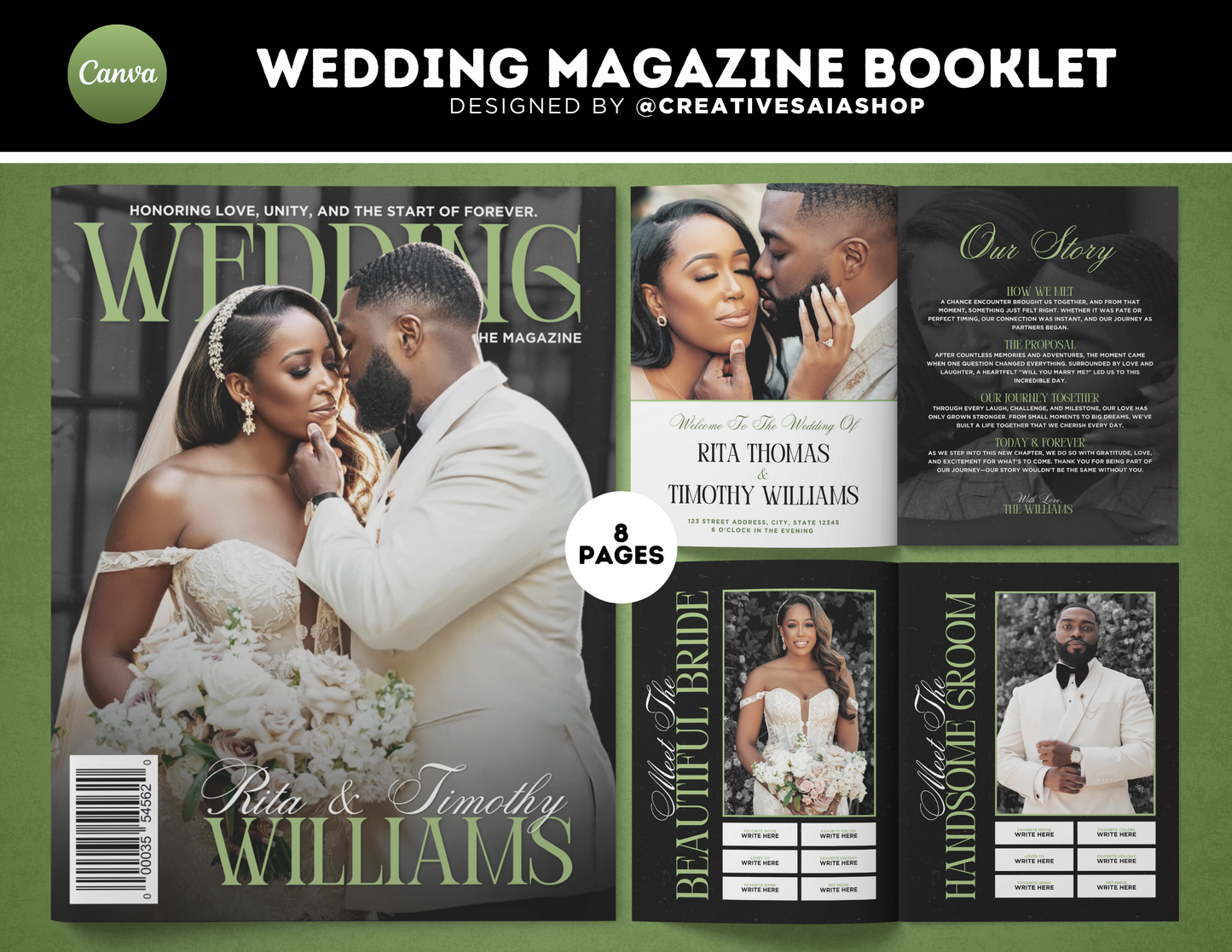 Wedding Magazine Booklet | Customizable DIY Booklet | Wedding Ceremony