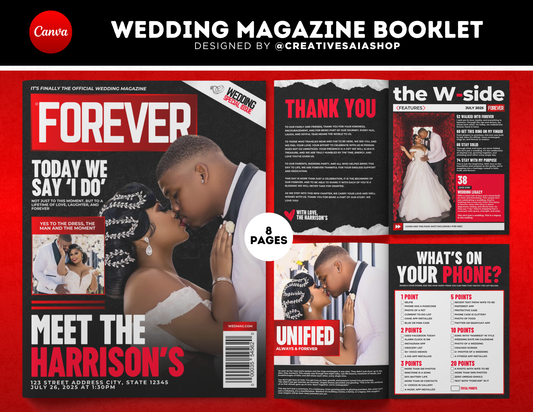 Wedding Magazine Booklet | Customizable DIY Booklet | Wedding Ceremony | XXL Inspired