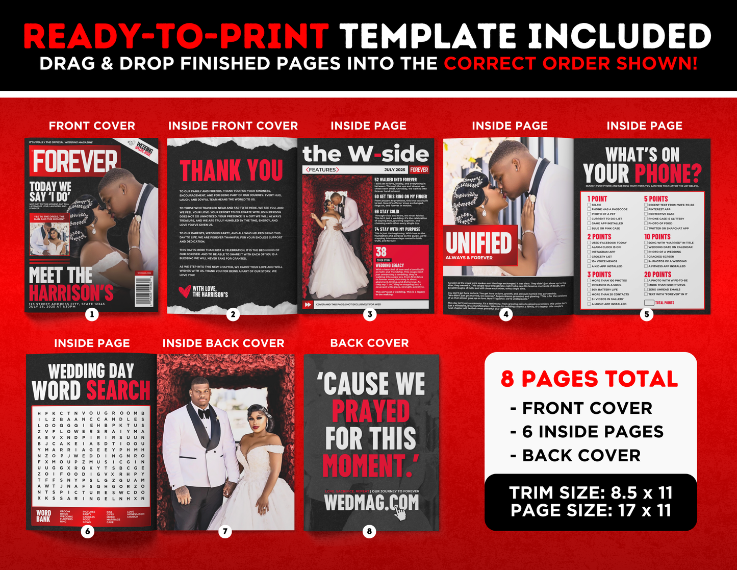 Wedding Magazine Booklet | Customizable DIY Booklet | Wedding Ceremony | XXL Inspired