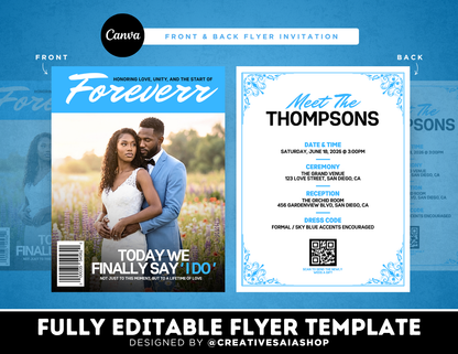 Wedding Flyer | Customizable DIY Invitation | Front + Back