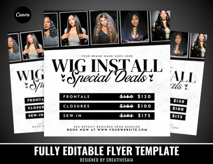 Wig Install Specials Flyer | Customizable DIY Business Flyer