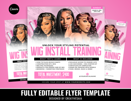 Wig Install Training Flyer | Customizable DIY Business Flyer