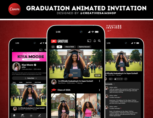 Graduation Animated Invitation | Customizable DIY Invitation | YouTube Inspired