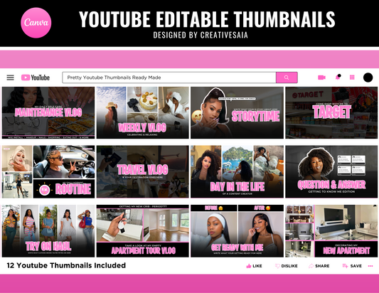 12 Youtube Thumbnails | Customizable DIY Youtube Thumbnails