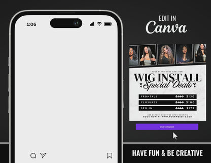 Wig Install Specials Flyer | Customizable DIY Business Flyer
