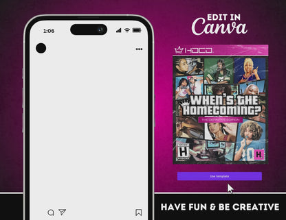 Homecoming Flyer | Customizable DIY HOCO Flyer | Game Cover | GTA Inspired
