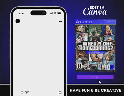 Homecoming Flyer | Customizable DIY HOCO Flyer | Game Cover | GTA Inspired