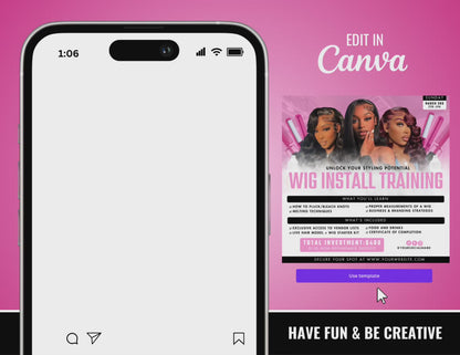 Wig Install Training Flyer | Customizable DIY Business Flyer