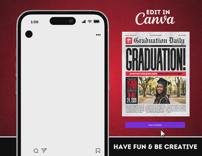 Graduation Flyer | Customizable DIY Invitation Flyer | Newspaper Inspired