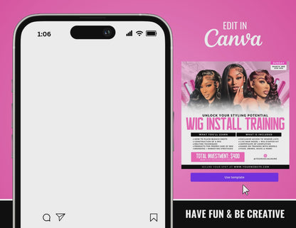 Wig Install Training Flyer | Customizable DIY Business Flyer